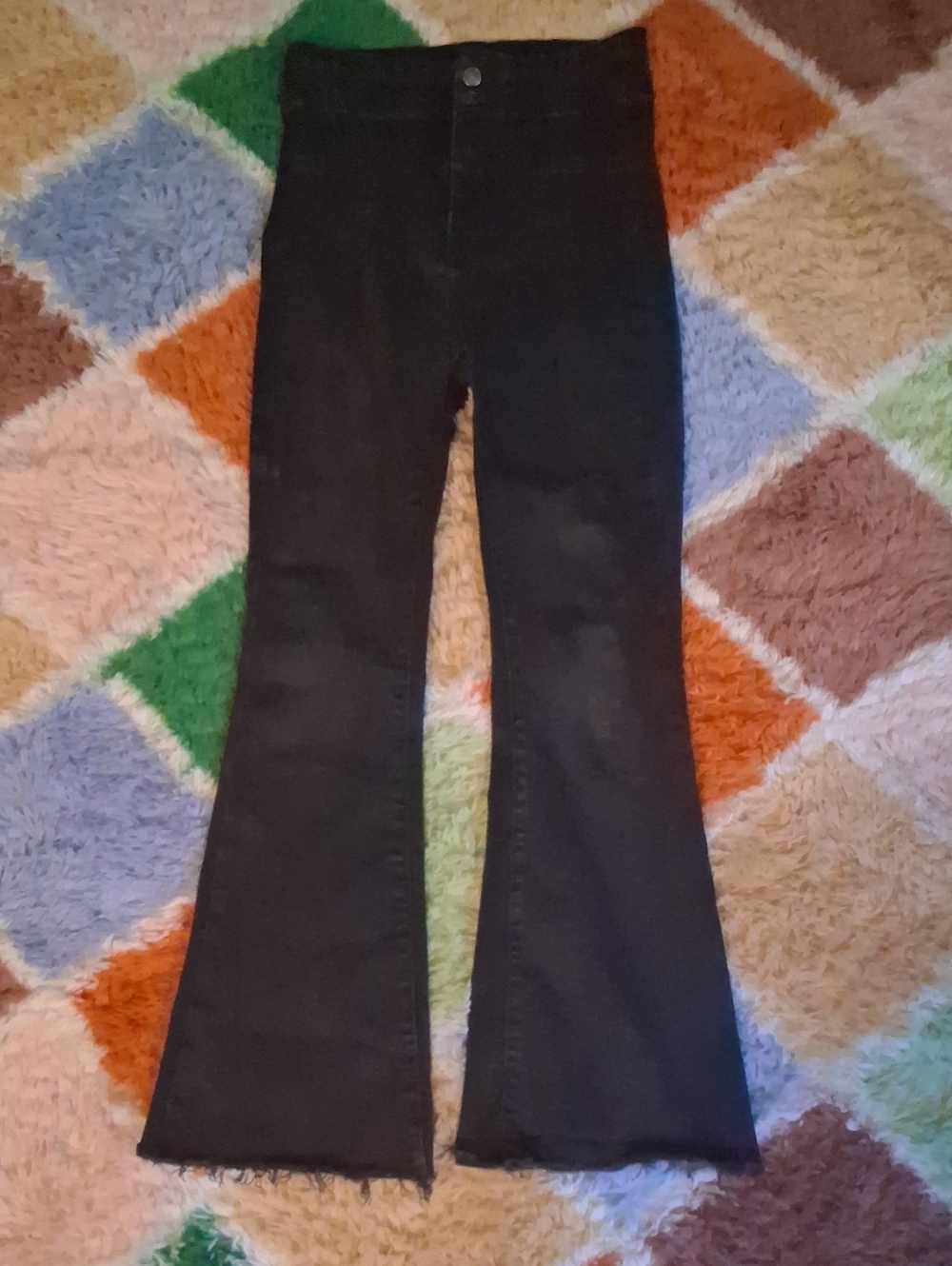 We The Free Black Flare Jeans with Raw Hem